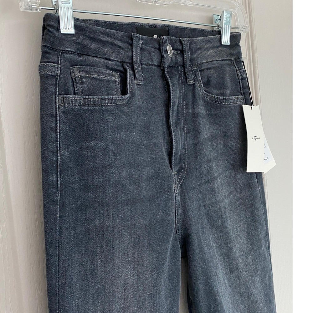 7 For‎ All Mankind Ultra High Rise Flare Jeans No Filter Denim Black Wash 25 NWT - Picture 5 of 12